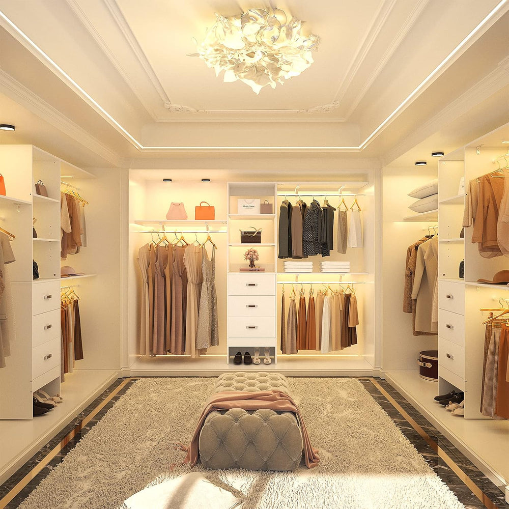 iSunirm 8FT Closet System, 96'' Closet Organizer System with 3 Hangin...
