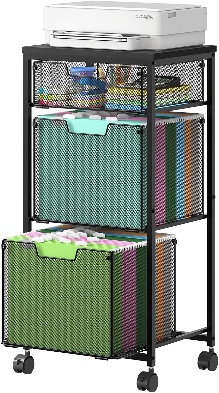 Sbanmao 3 Drawer Mobile File Cabinet for Home Office, Rolling Filing Cabinet ...