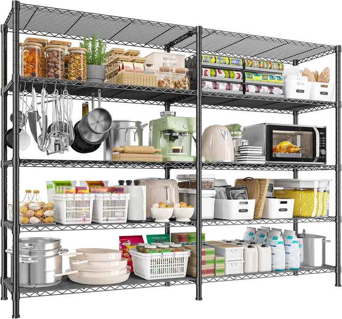 REIBII 58"W 5-Tier Wire Shelving Unit,1450 lbs,Adjustable,Pantry Industrial