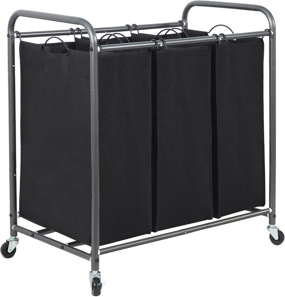 STORAGE MANIAC 3 Section Laundry Sorter, 35.6 Gal (135 L) Laundry Hamper Cart...