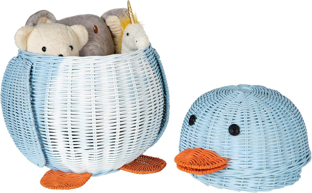KOUBOO Wicker Penguin, Multi-Color Storage Basket Blue and White