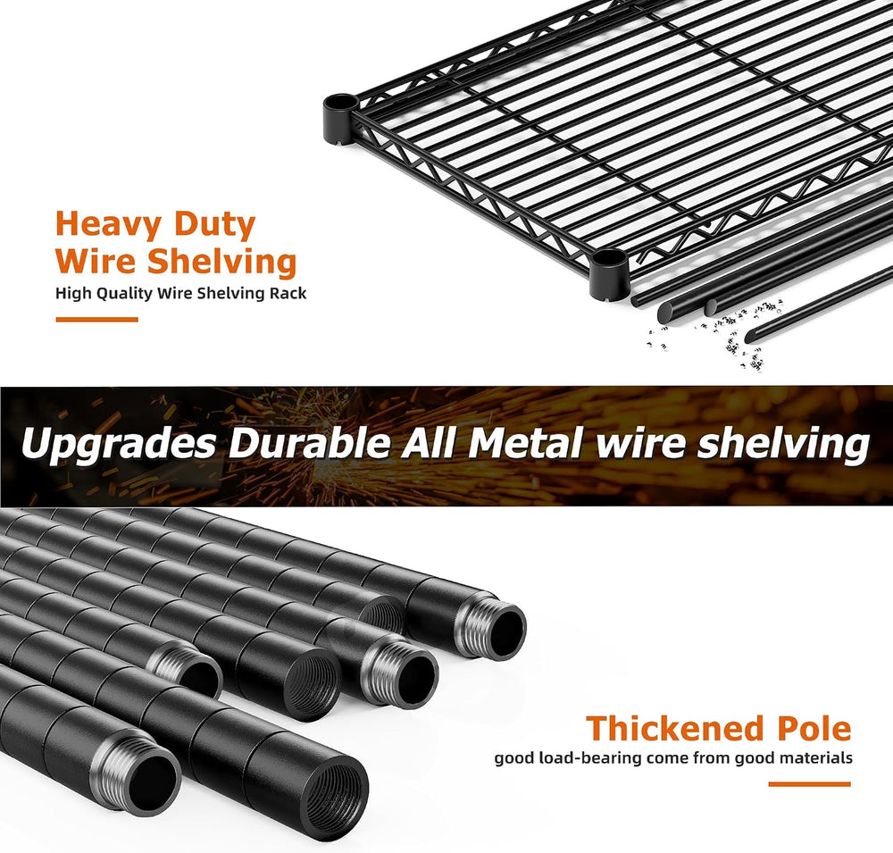 REIBII 5-Tier Heavy Duty Storage Shelving Unit, 1600LBS Wire Rack