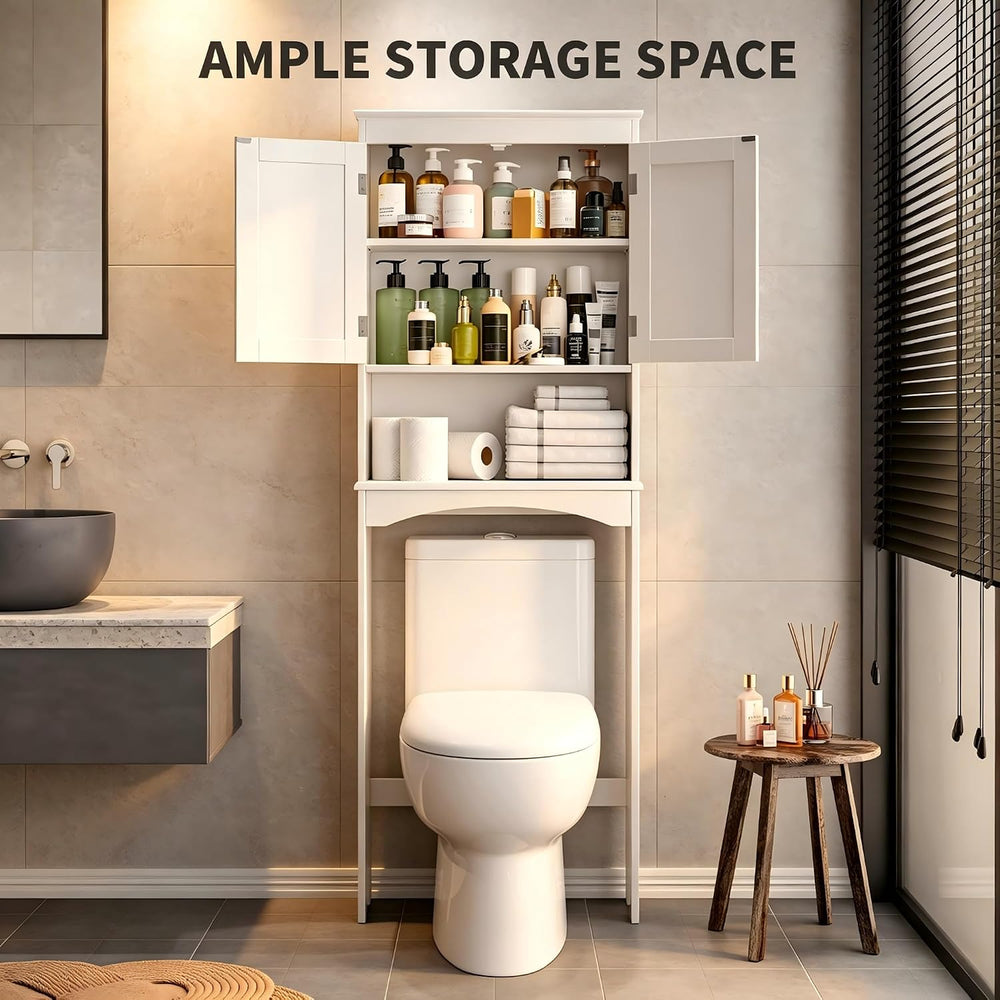 Bealife Over The Toilet Storage Cabinet with Open Shelf - White