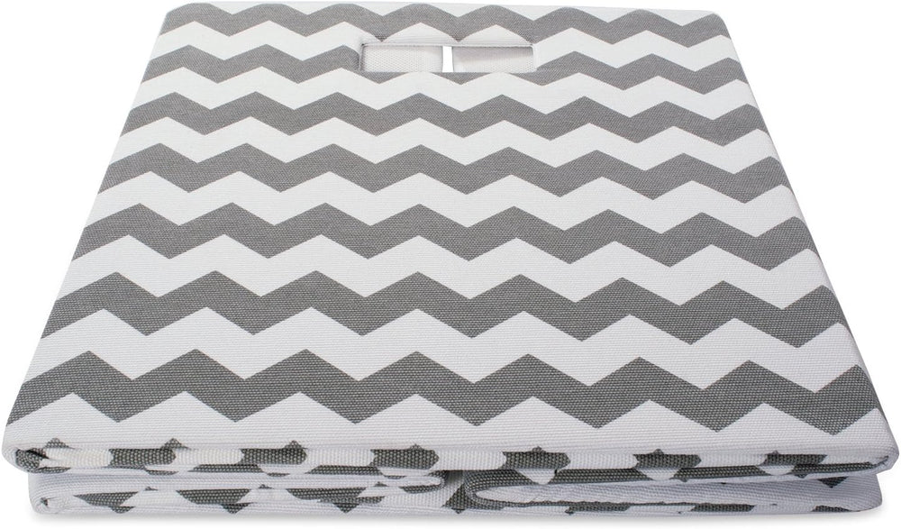 DII Collapsible Polyester Storage Cube, Chevron, Gray, Large
