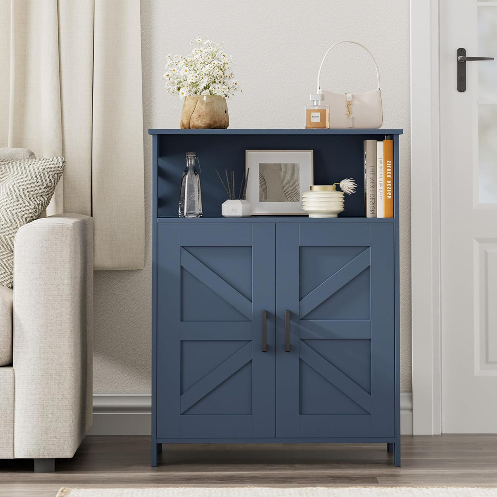 Homhedy Farmhouse Bathroom Storage Cabinet with Doors, Small Floor Cabinet