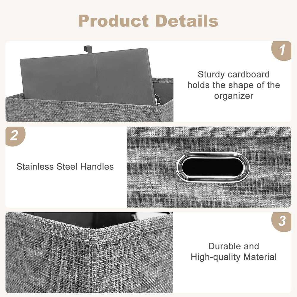 Linen Storage Bins with Lids,13 x 13 Inch Foldable Fabric Cube Baskets Boxes ...