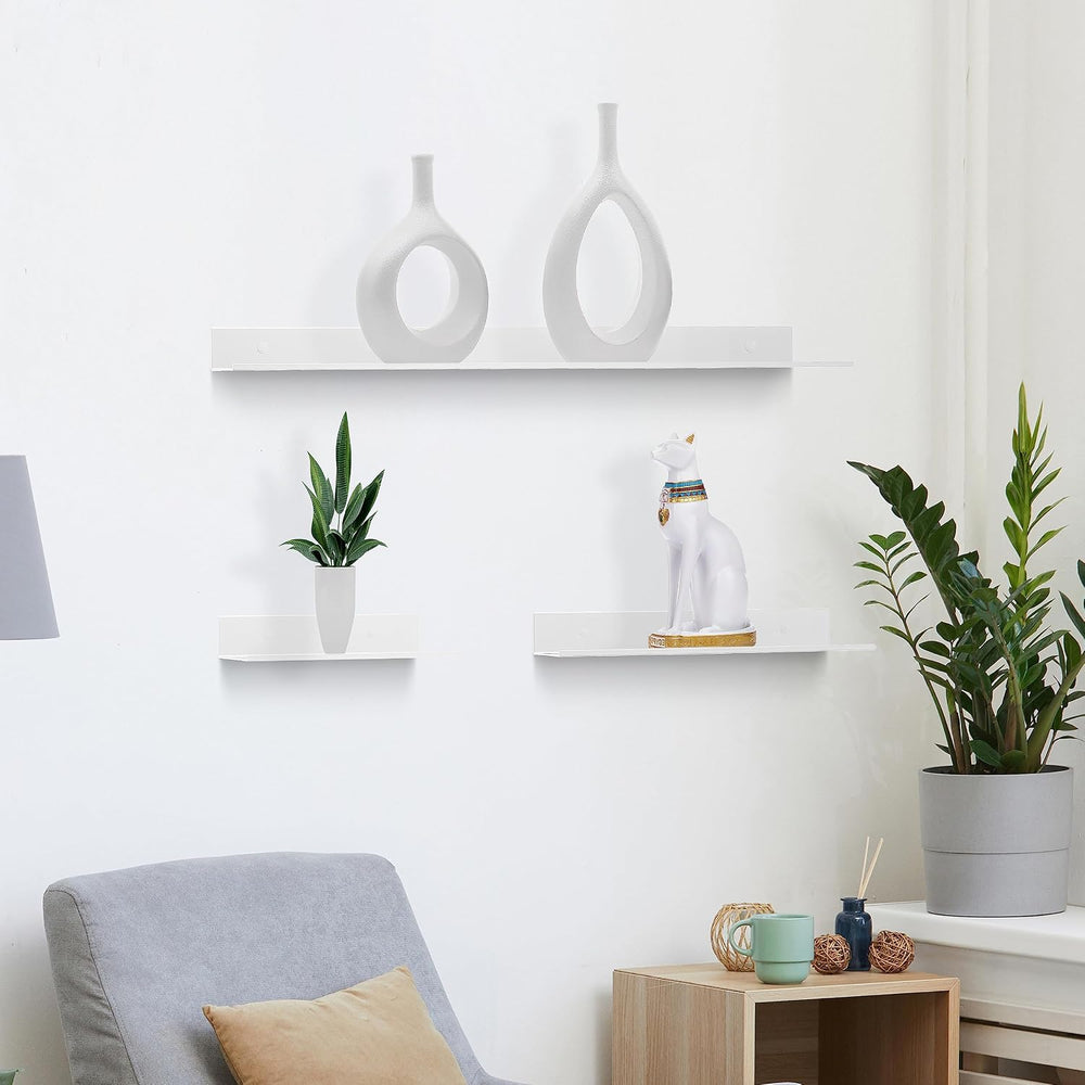 Z metnal White Floating Shelves, Wall Shelf, Metal Square Shelf for Display C...