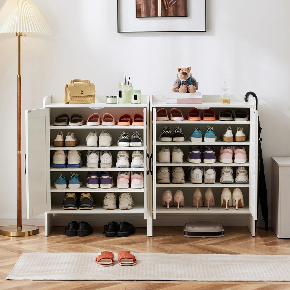 Mericonia Farmhouse Shoe Cabinet with Doors, Modern Large 5-Tier Shoe Storage...