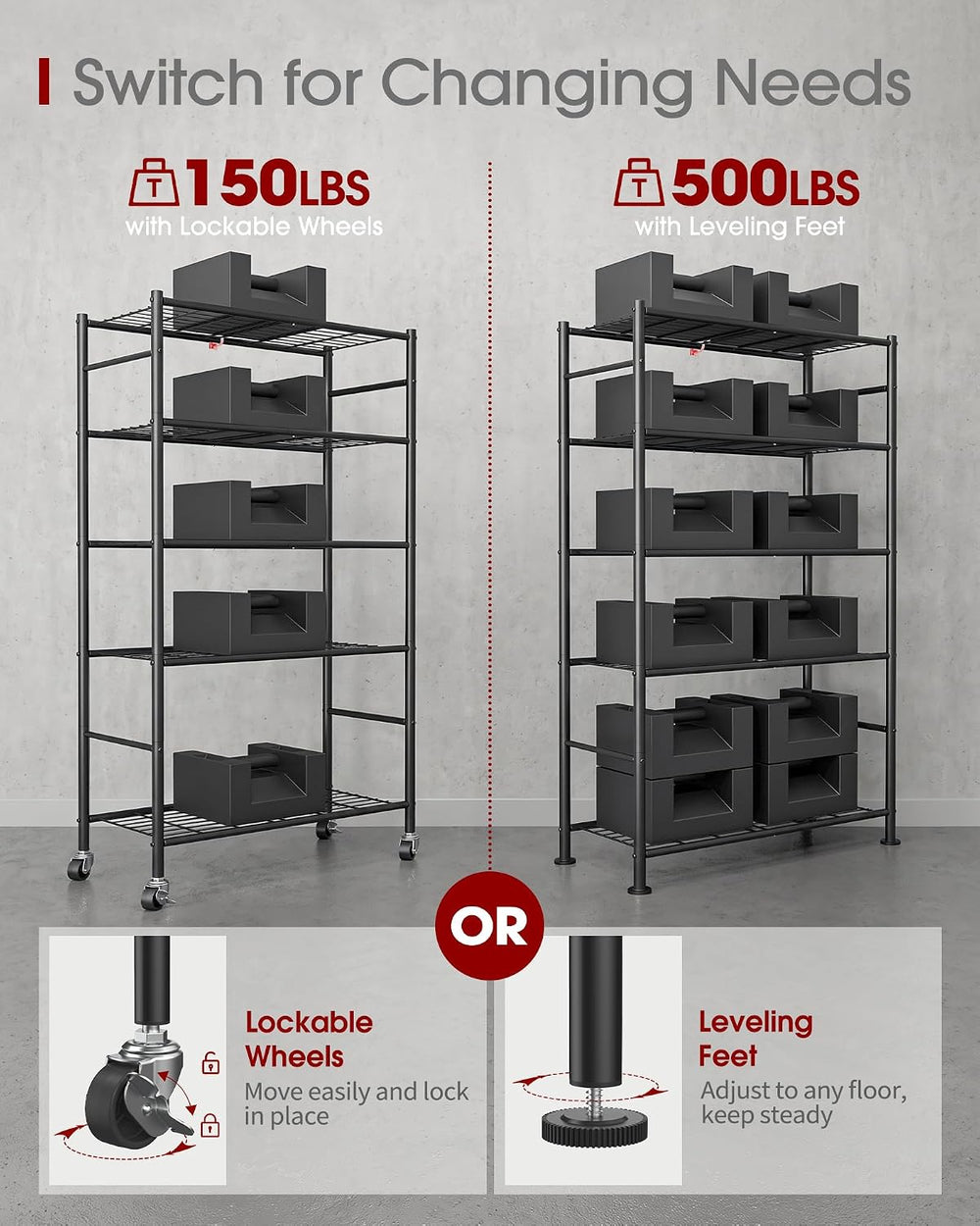 Sakugi 5-Tier Storage Shelves 33.1" x12.6" x73.5" Black with W...