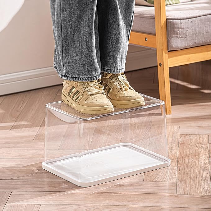 Clear plastic storage bins