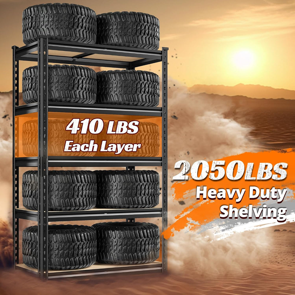 REIBII Set of 3 Storage Shelves 5 Tier Garage Shelving Heavy Duty Load 2000LB...
