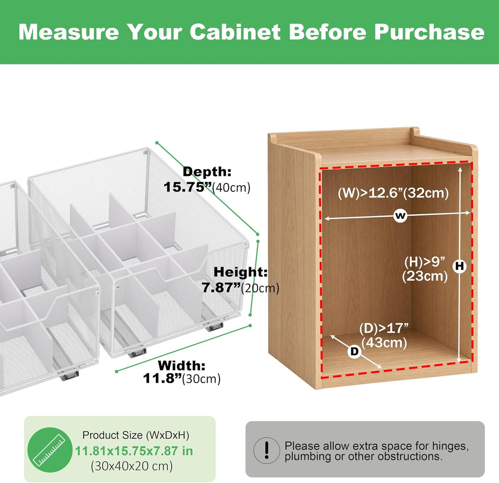 2 Pack Pull out Cabinet Organizer,Slide out Pantry Shelves Drawer Storage