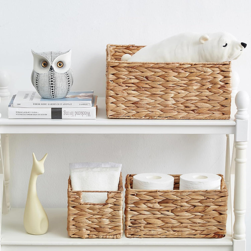 Vagusicc Wicker Basket, 3-Pack Water Hyacinth Wicker Storage Basket with Hand...