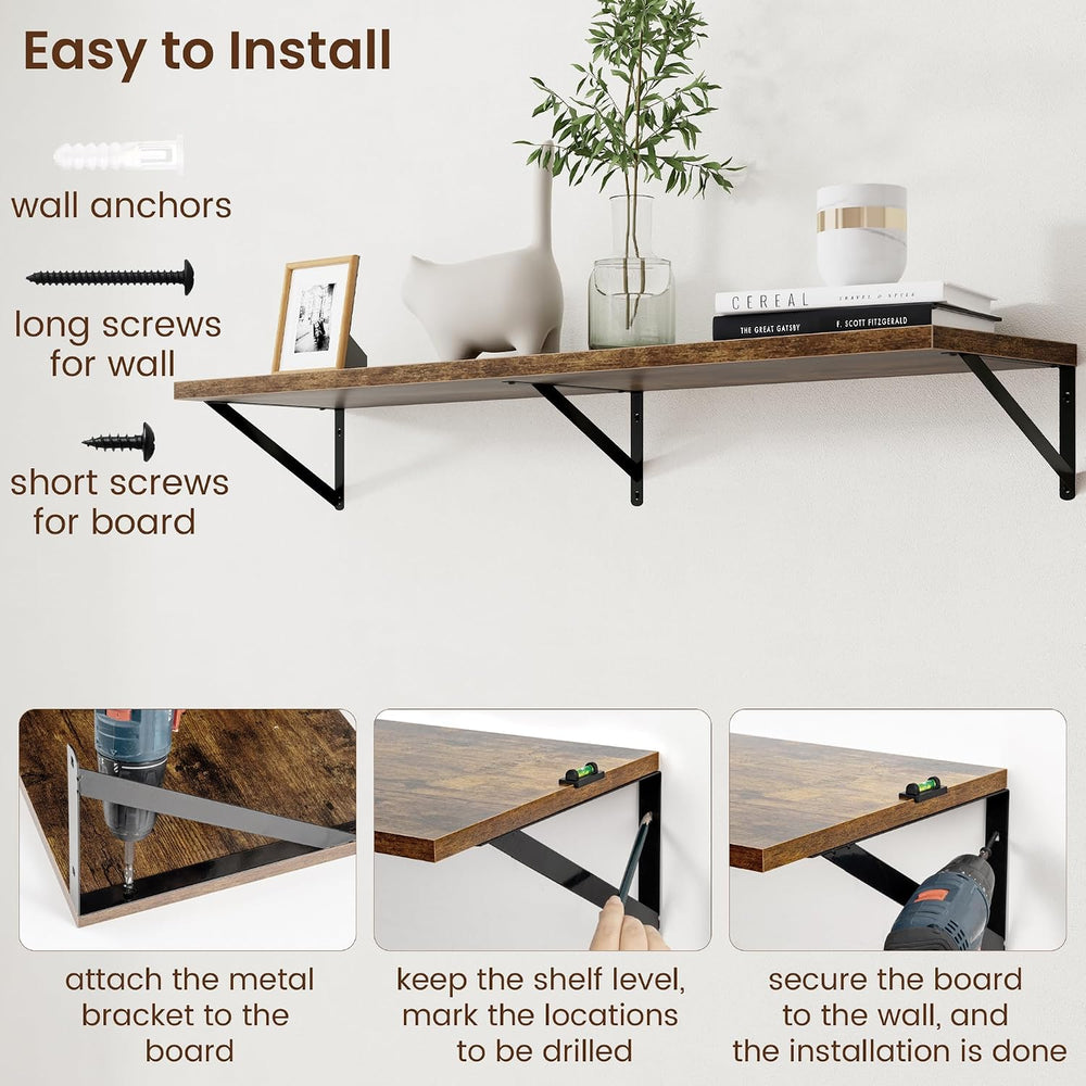 Axeman 12 Inch Deep Floating Shelves for Wall - 48 Inch Wide x 12 Inch Deep W...
