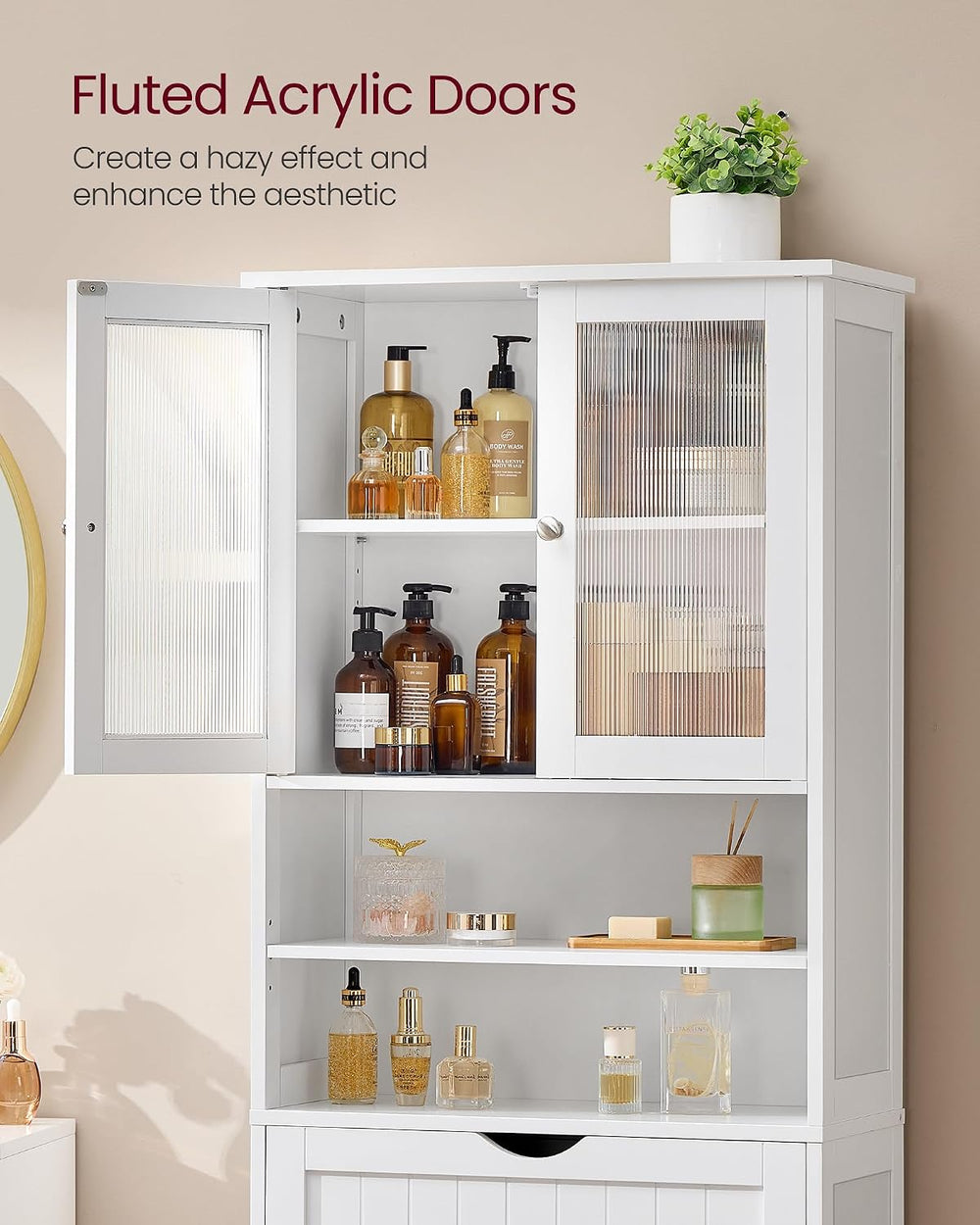VASAGLE Storage Cabinet, Freestanding, Drawer, Open Compartments