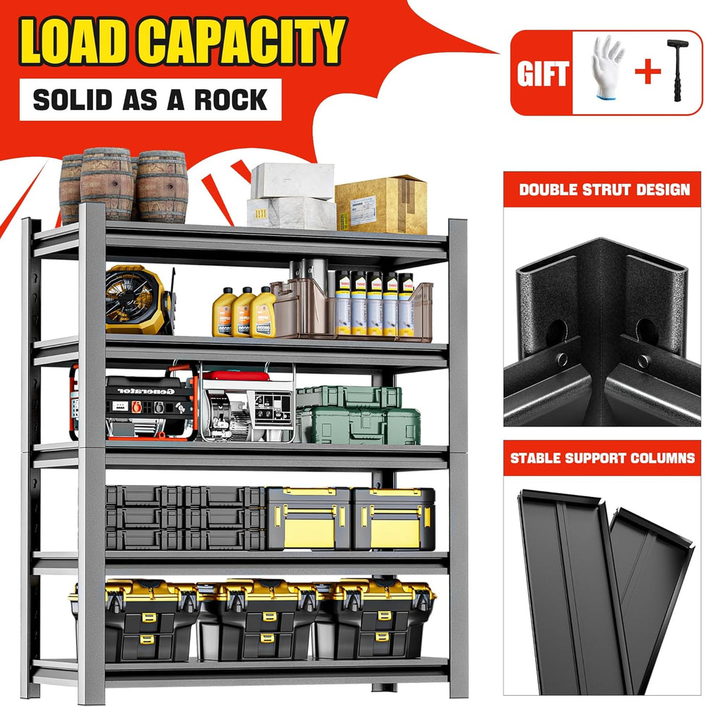 Garage Shelving Storage Rack, 40"W x 16"D x 78"H, Heavy Duty 5...