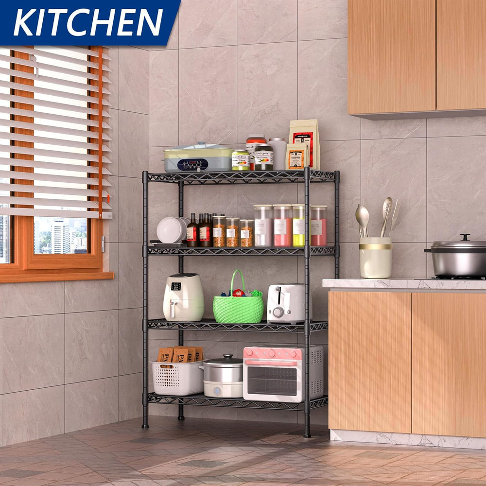 Soywey 4-Shelf Adjustable Heavy Duty Storage Shelving Unit, Metal Organizer W...