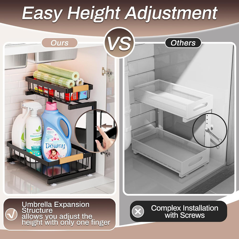 ADBIU Under Sink Organizer, 2 Pack 2 Tier Expandable Height (13.2" - 17....
