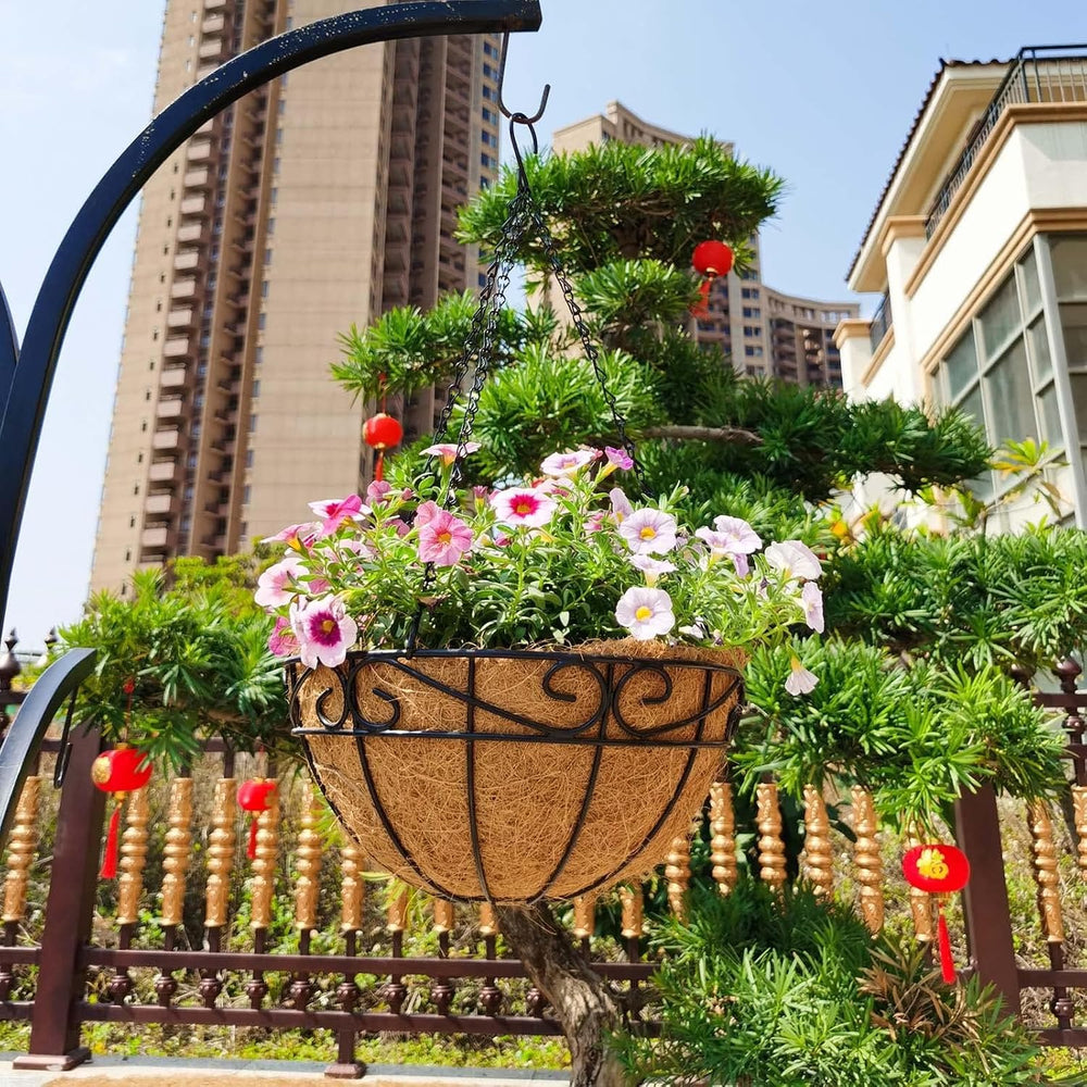 EIMQUVW Outdoor Metal Hanging Planters Basket (4pack, 14 inch) Hanging Basket...