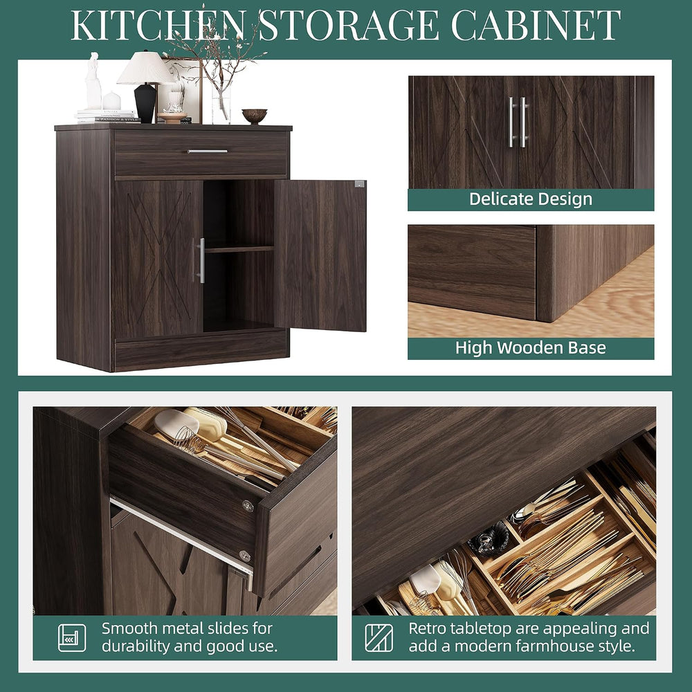 Shintenchi Farmhouse Storage Cabinets with Doors and Shelves,Kitchen Barn Doo...