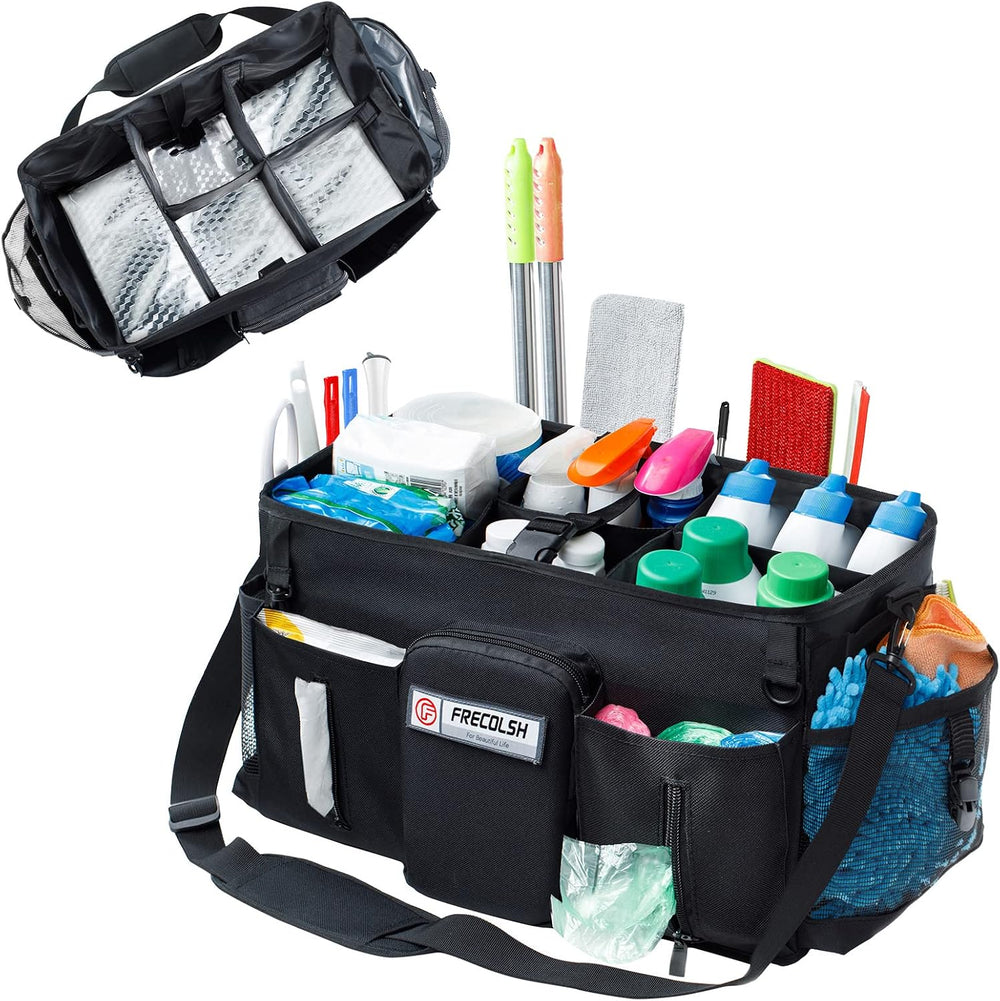 Cleaning Caddy for Cleaning Supplies,Large Cleaning Bag with Shoulder Strap