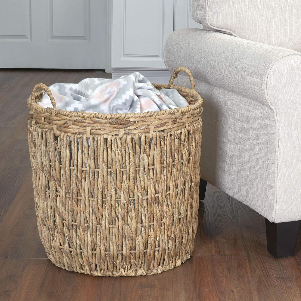 Household Essentials Tall Wicker Floor Basket, Woven Decorative Basket with H...