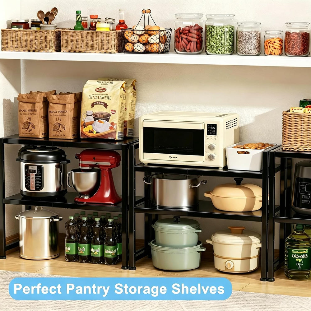 2-Tier Expandable Metal Storage Shelves,150LBS Heavy Duty Shelving Units and ...