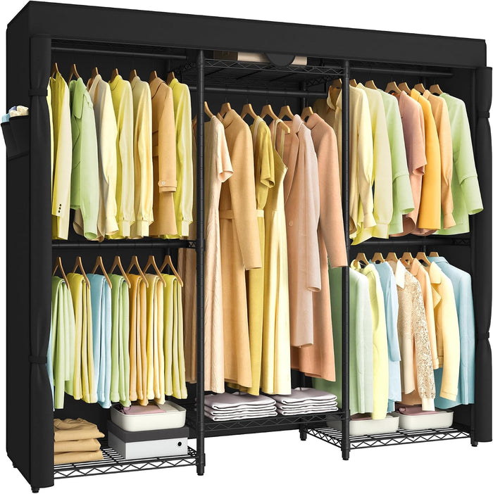 SONGMICS Heavy-Duty Clothes Rack, Garment Rack, Portable Closet, 68.7-Inch Wide