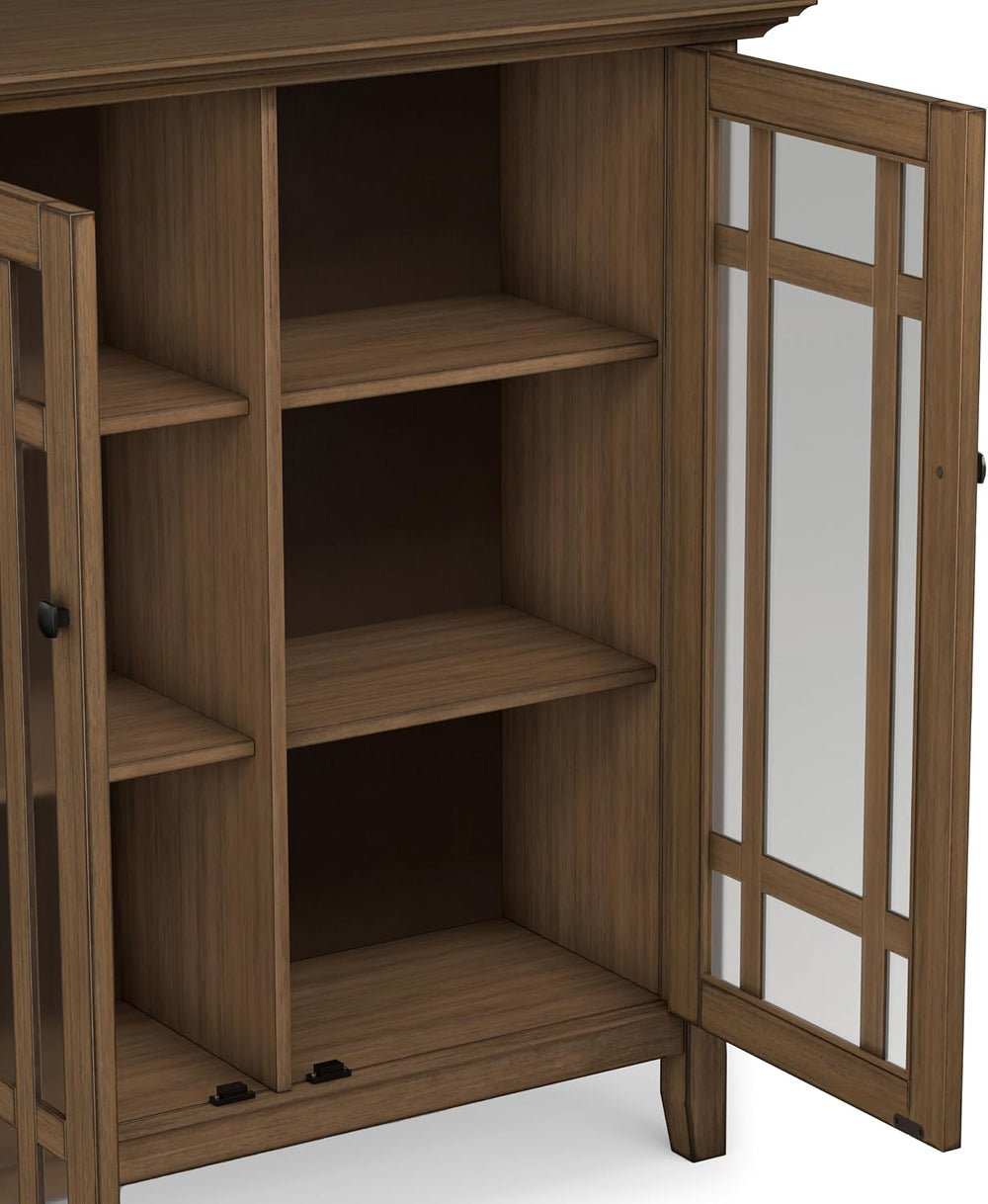 SIMPLIHOME Bedford 39" Solid Wood Cabinet in Rustic Natural Aged Brown