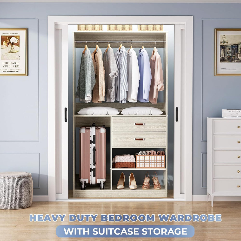 Armocity Freestanding Closet System with Suitcase Storage, 40 Inches Stand-Al...