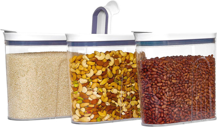 Felli Airtight Cereal Containers 3.3 Qt, Stackable BPA-Free Acrylic Cereal Dispenser with Flip-Top Lid, Medium Pantry Food Storage for Oats, Granola, Rice (Medium 3.3Qt - 3pk)