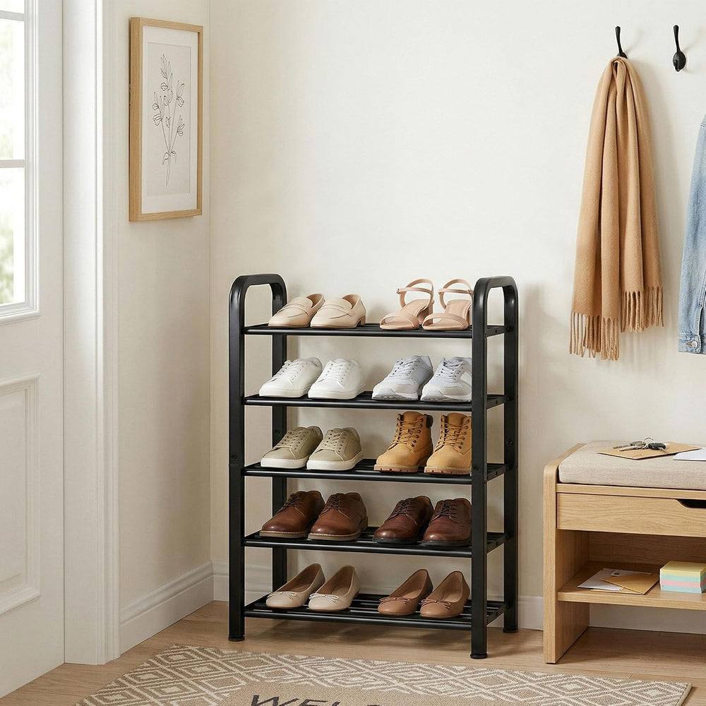 STORAGE MANIAC 5-Tier Expandable Shoe Rack, 20 Pairs Adjustable Shoe Shelf fo...
