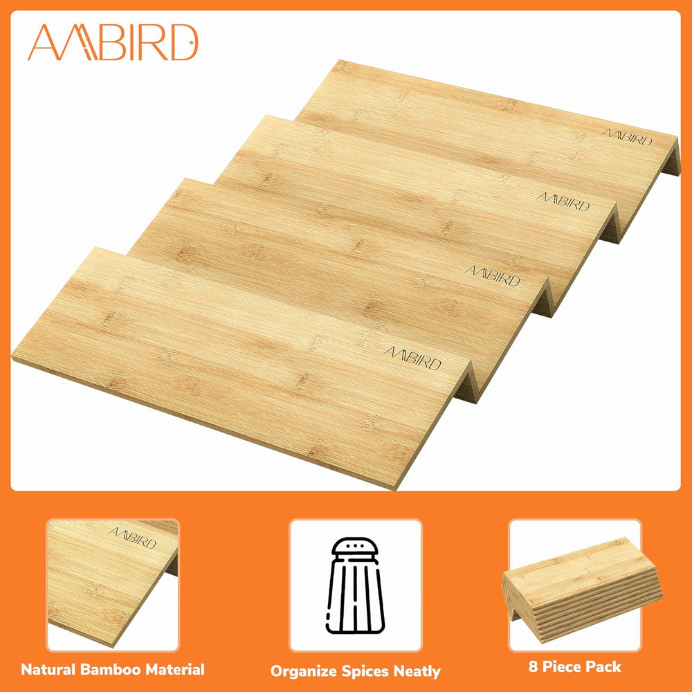Bamboo Spice Drawer Organizer with Non-slip Mat,4 Tier - 2 Set Jar Spice Rack...