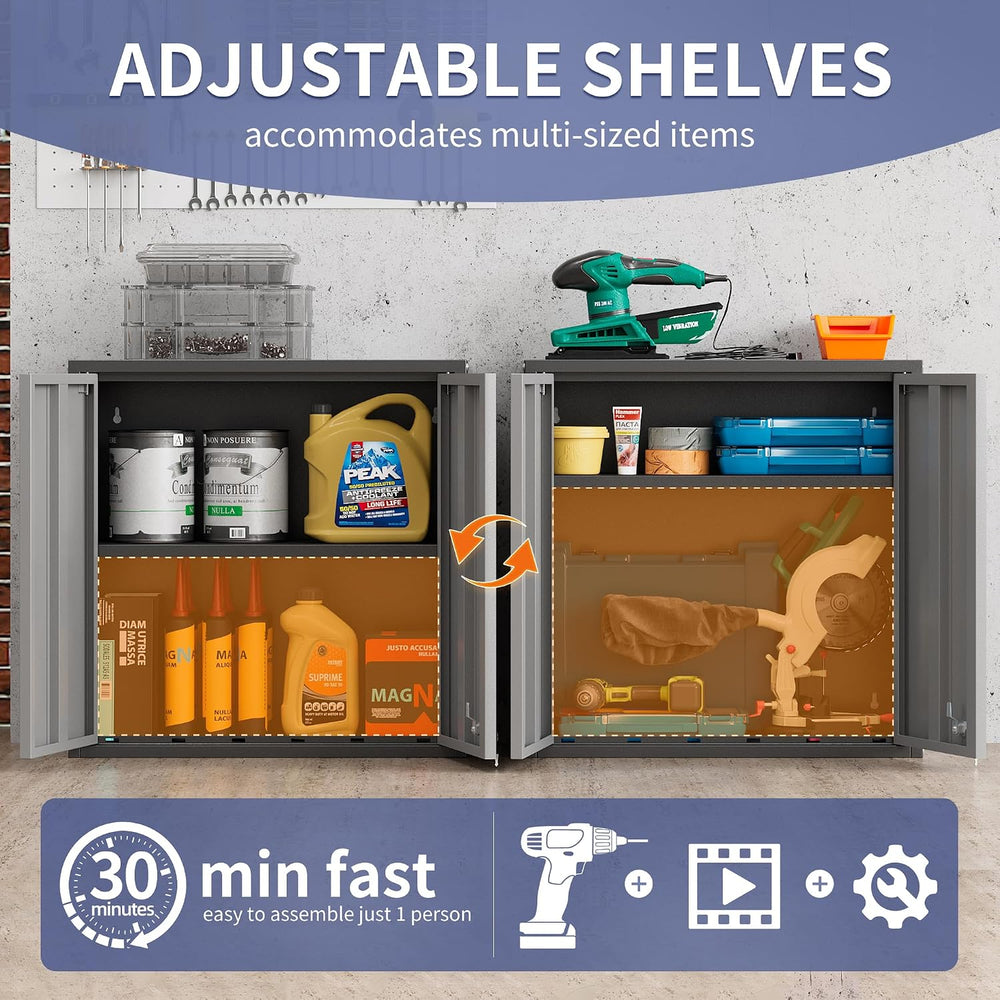 Garage Wall Cabinet,26”W Metal Wall Cabinet with Locking Doors and Handle,Wal...
