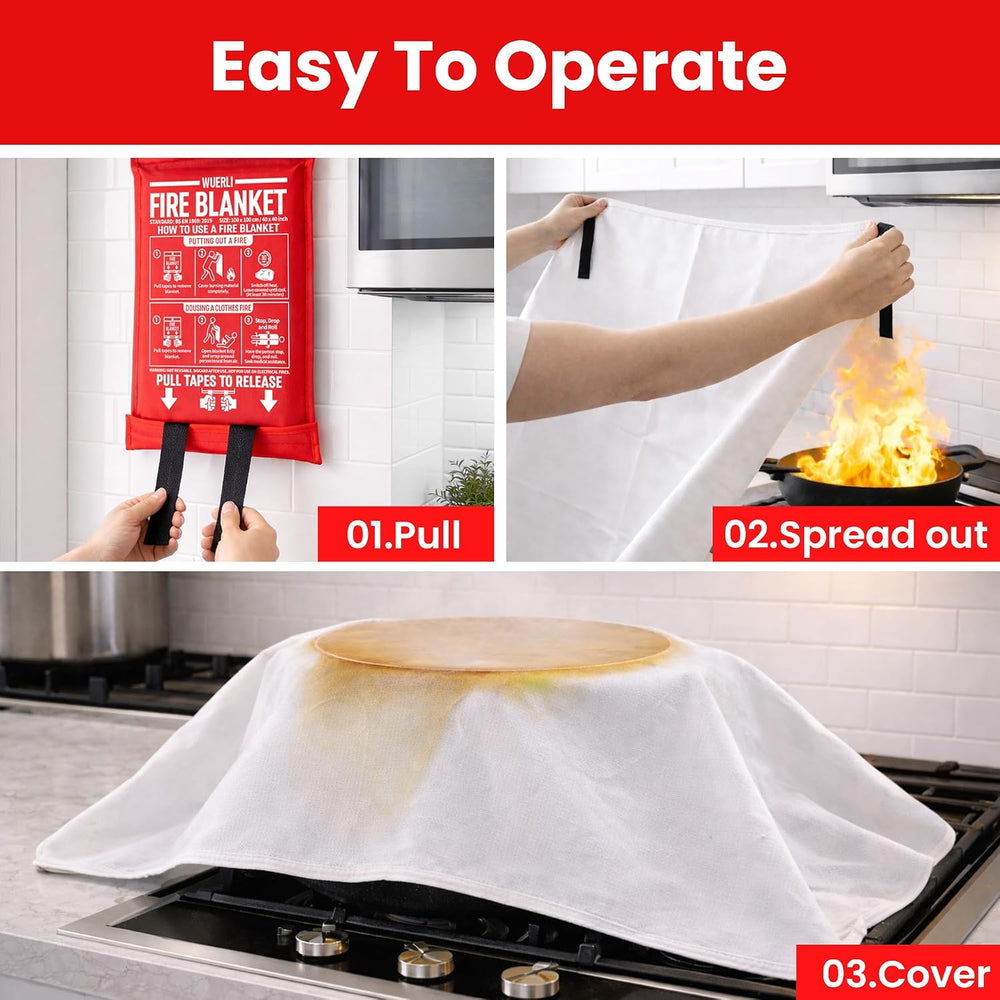 Fire Blanket for Home and Kitchen,40" x 40",8 Pack,Emergency Fire B...