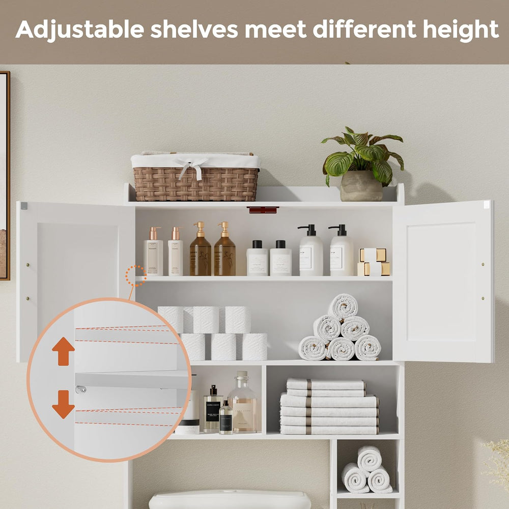 Homhedy Wooden Over The Toilet Storage Cabinet with Barn Door