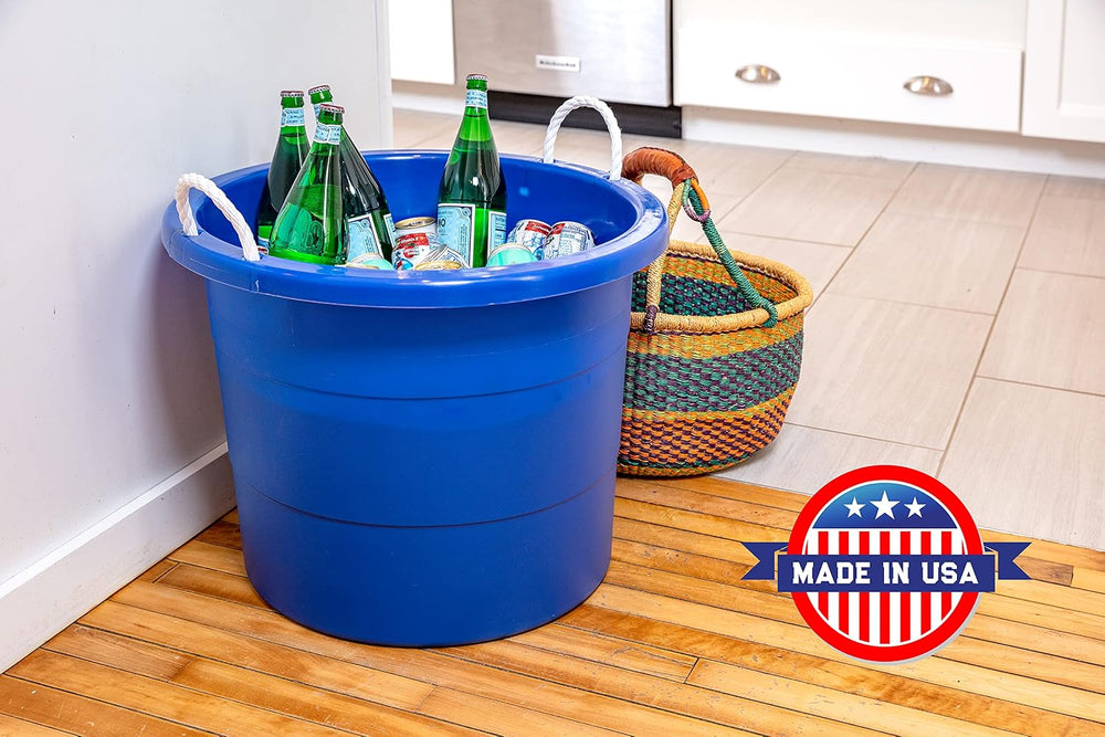 United Solutions Easy-Access Storage Rope Handle Tub, 19 Gallon, Blue, 2 Coun...