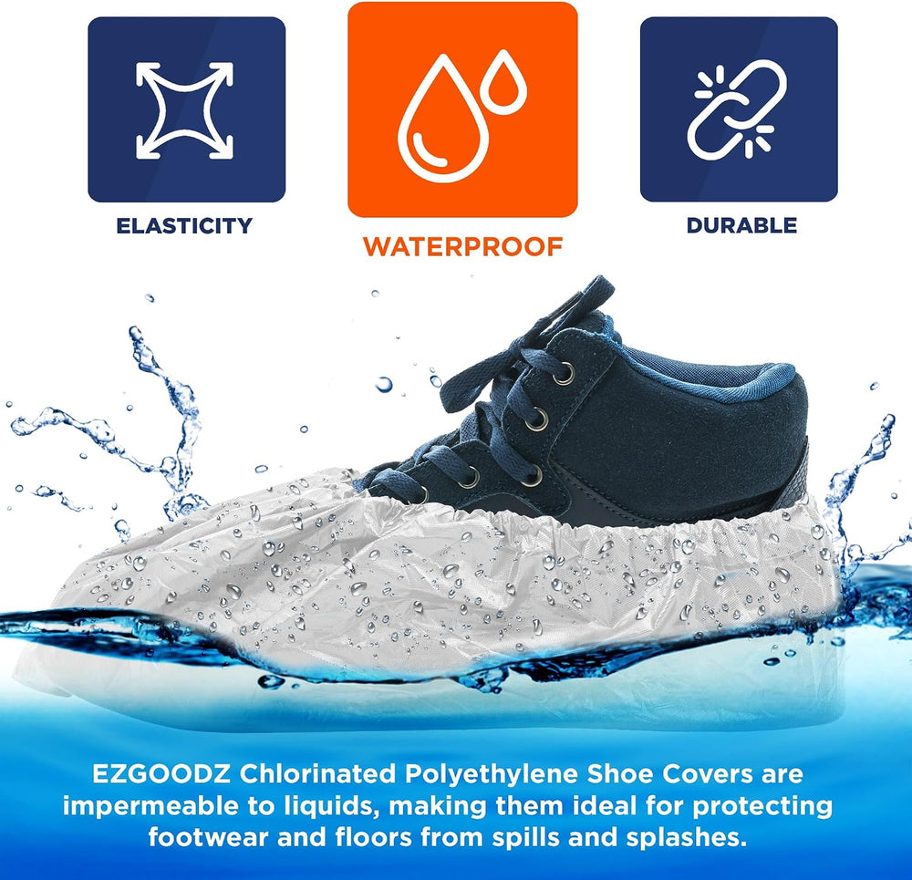 EZGOODZ White Indoor Shoe Covers Disposable Non Slip, 16.5 x 6.5 Inch. 1000 P...