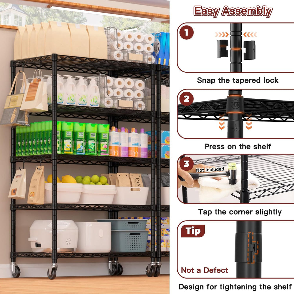 PrimeZone Wire Storage Rack with Wheels, 24"W x 18"D x 75"H Me...