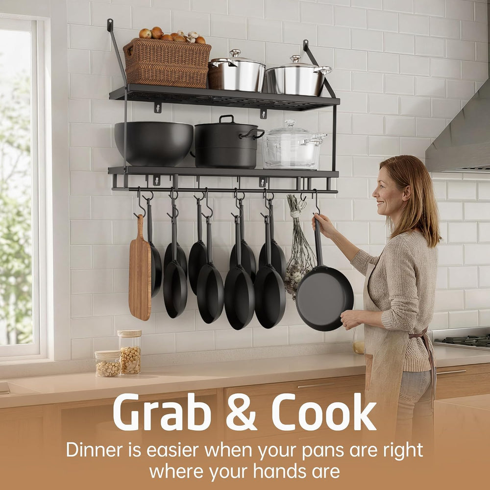 KES 30-Inch Kitchen Pot Rack - Mounted Hanging Rack for Kitchen Storage and O...