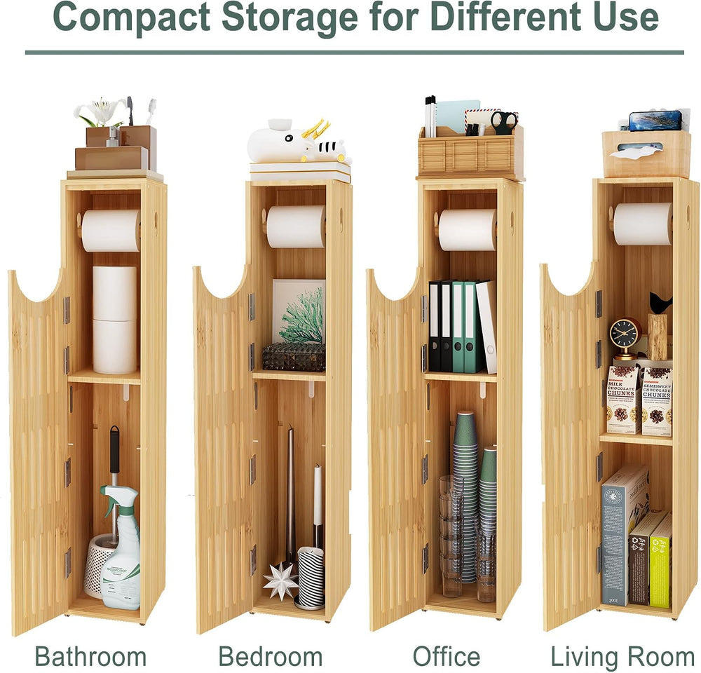 AmazerBath Toilet Paper Storage Cabinet Bamboo, Toilet Paper Holder with Stor...