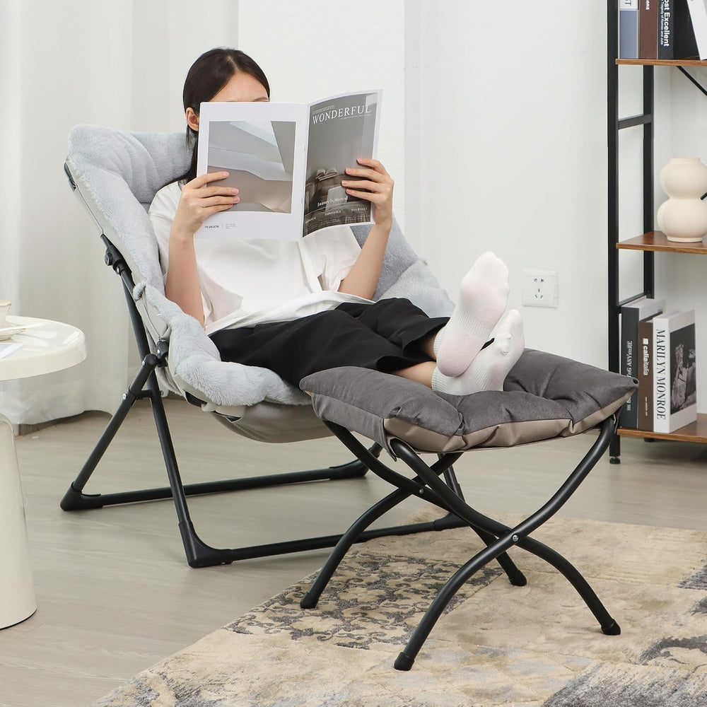 15"(H) Folding Ottoman, Foldable Footrest Stool, Portable Small Foot Sto...