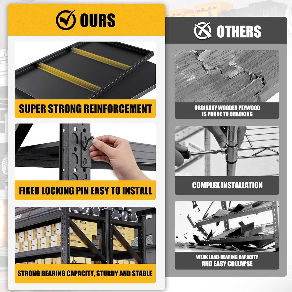 2-Pack 5000LBS Heavy Duty Storage Shelves, 4 Tier Garage Shelving Metal Shelv...