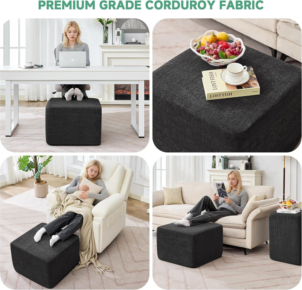 23.6'' Square Pouf Boneless Ottoman Foot Rest with High-Rebound Solid...