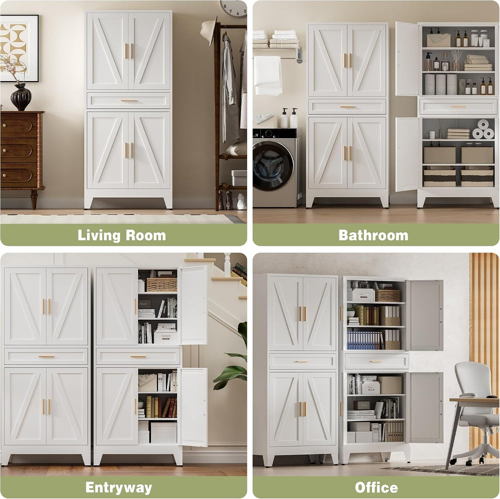 COFaR 71" Tall Kitchen Pantry, Farmhouse Storage Cabinet with Doors and ...