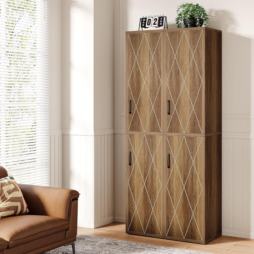 Tribesigns 75" Tall Narrow Storage Cabinet, 15 Inch Wide Wood Kitchen Pa...