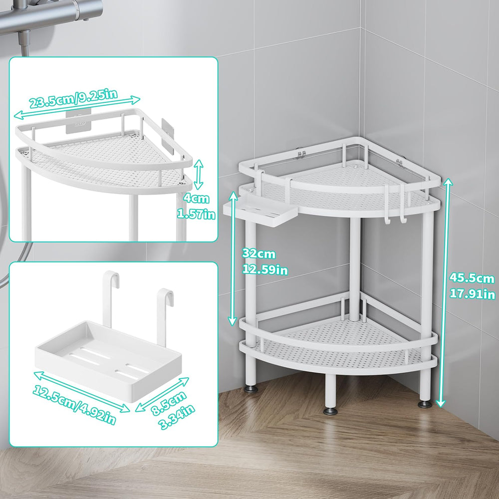 HapiRm Standing Corner Shower Caddy - 2 Tier Shower Organizer Corner with Soa...