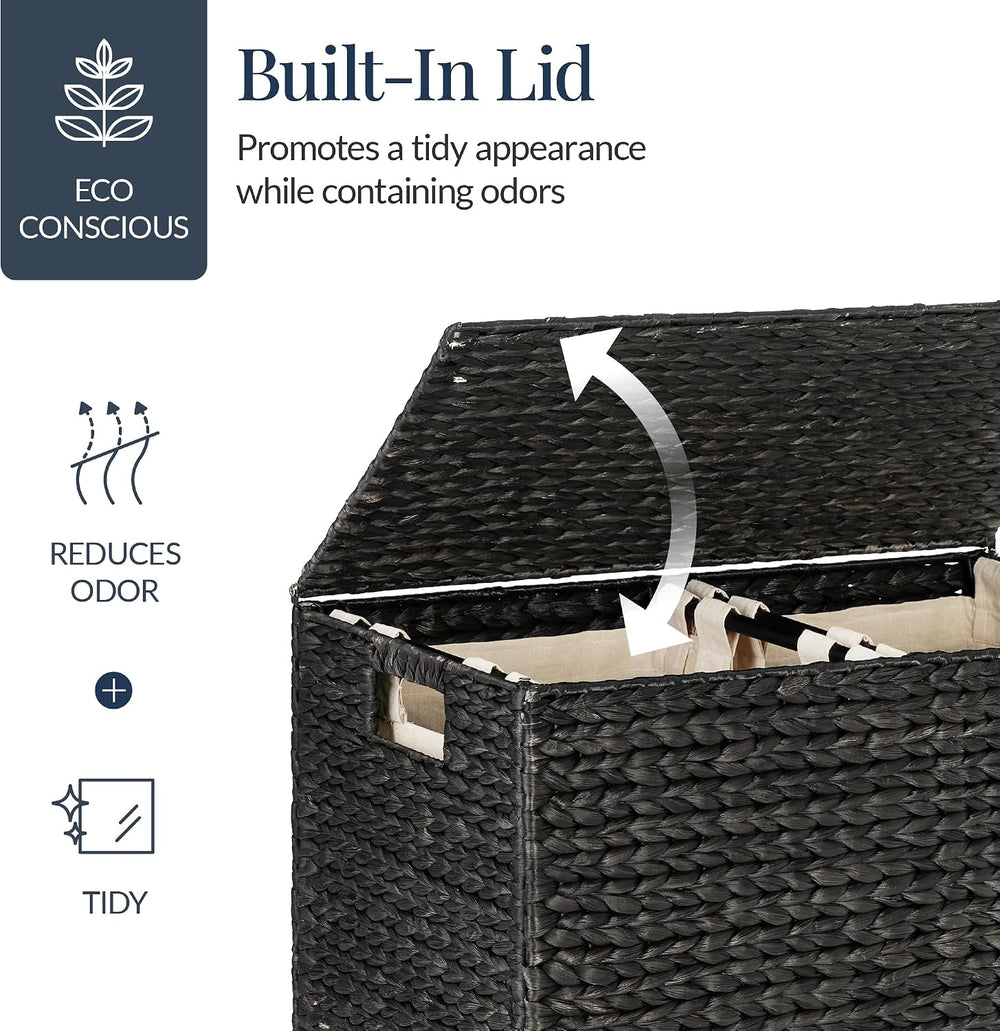 Best Choice Products Large Laundry Hamper with Lid, Natural Handwoven Hyacint...