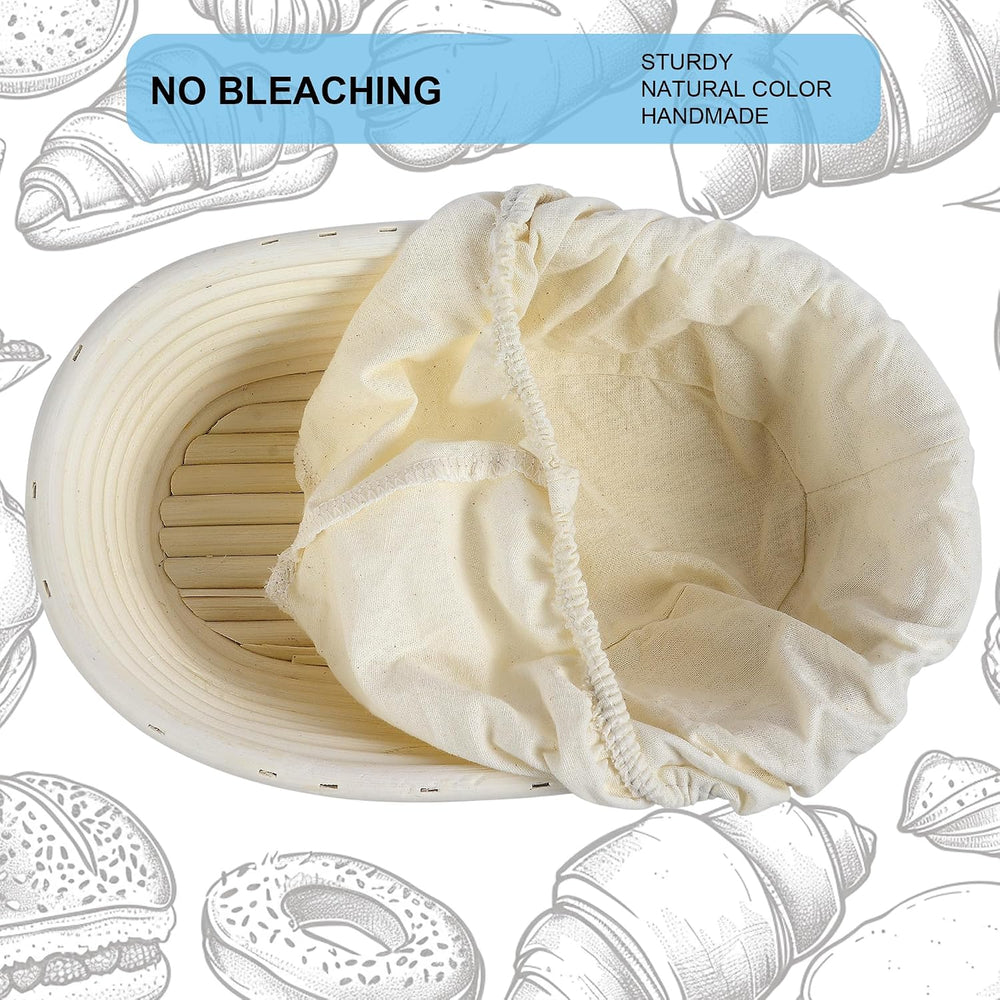 10 Inch banneton bread proofing basket, Set of 6 Natural Rattan Bread Proofin...