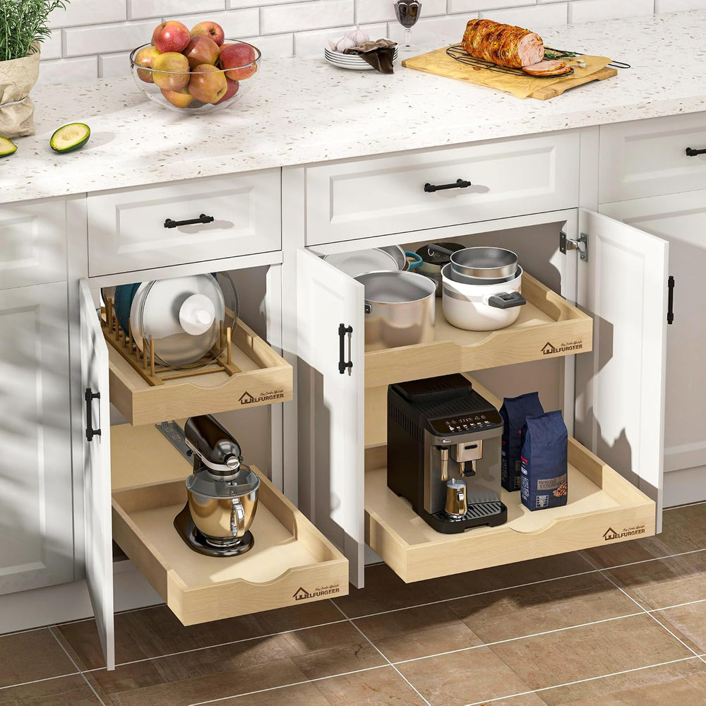 WelFurGeer Soft Close Pull Out Drawers for Cabinets, 17" W x 21" D ...
